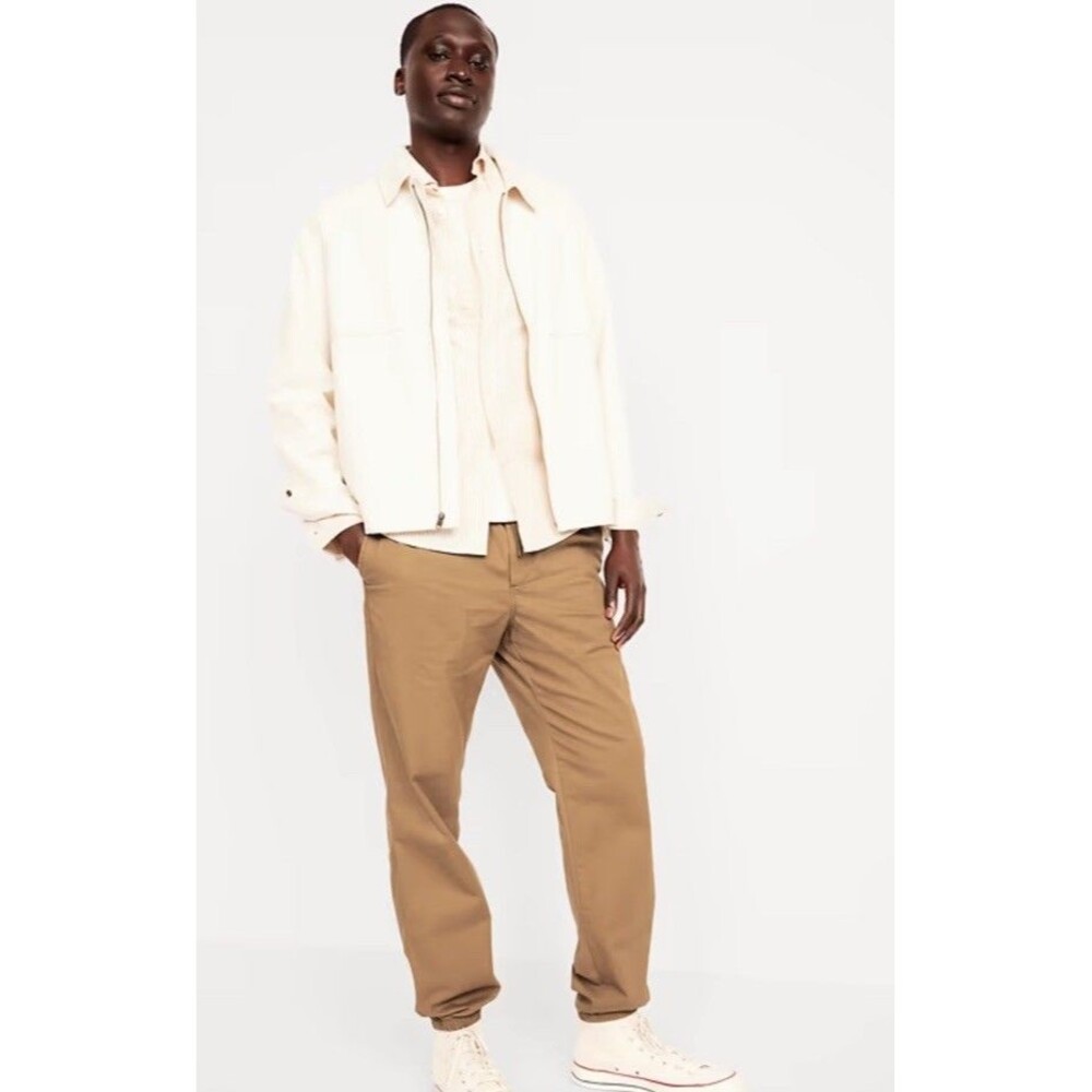 Old Navy Men's Modern Jogger Elastic Waistband L  Elastic Cuff Dark Khaki